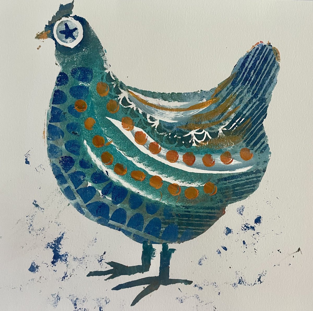 Impressionistic Animal Acrylic Painting By Annie Meier, 12 X 12, Chicken! - 1 - Annie Meier Art, Original Artwork