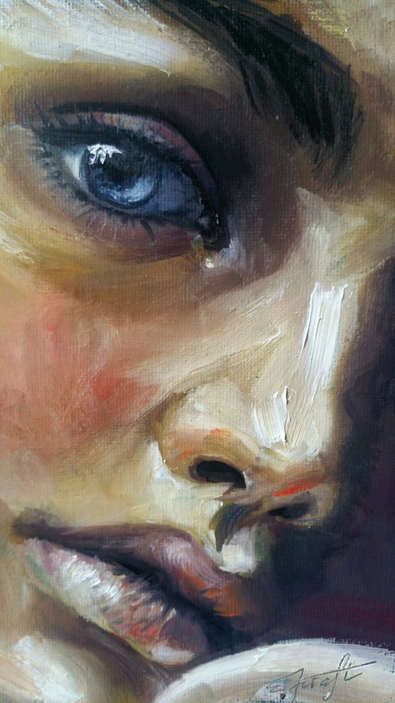 "Anais" 24x20x0,2cm Original oil painting on board,ready to hang