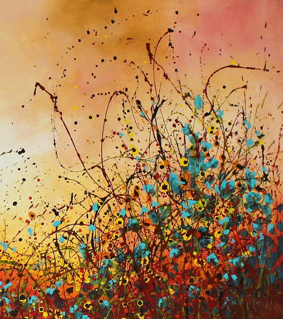 Dream Land #2 - Super sized original abstract floral landscape