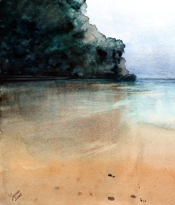 Balinese Morning - Original Watercolor Painting of Bali - Seascape Art - Impressionism