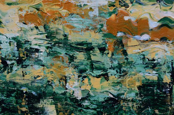 Golden and green abstract landscape Premonition