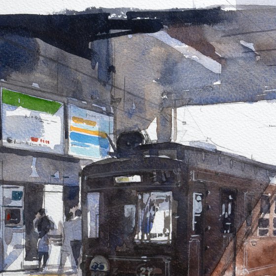 Nostalgic Brown Tram / Sketch
