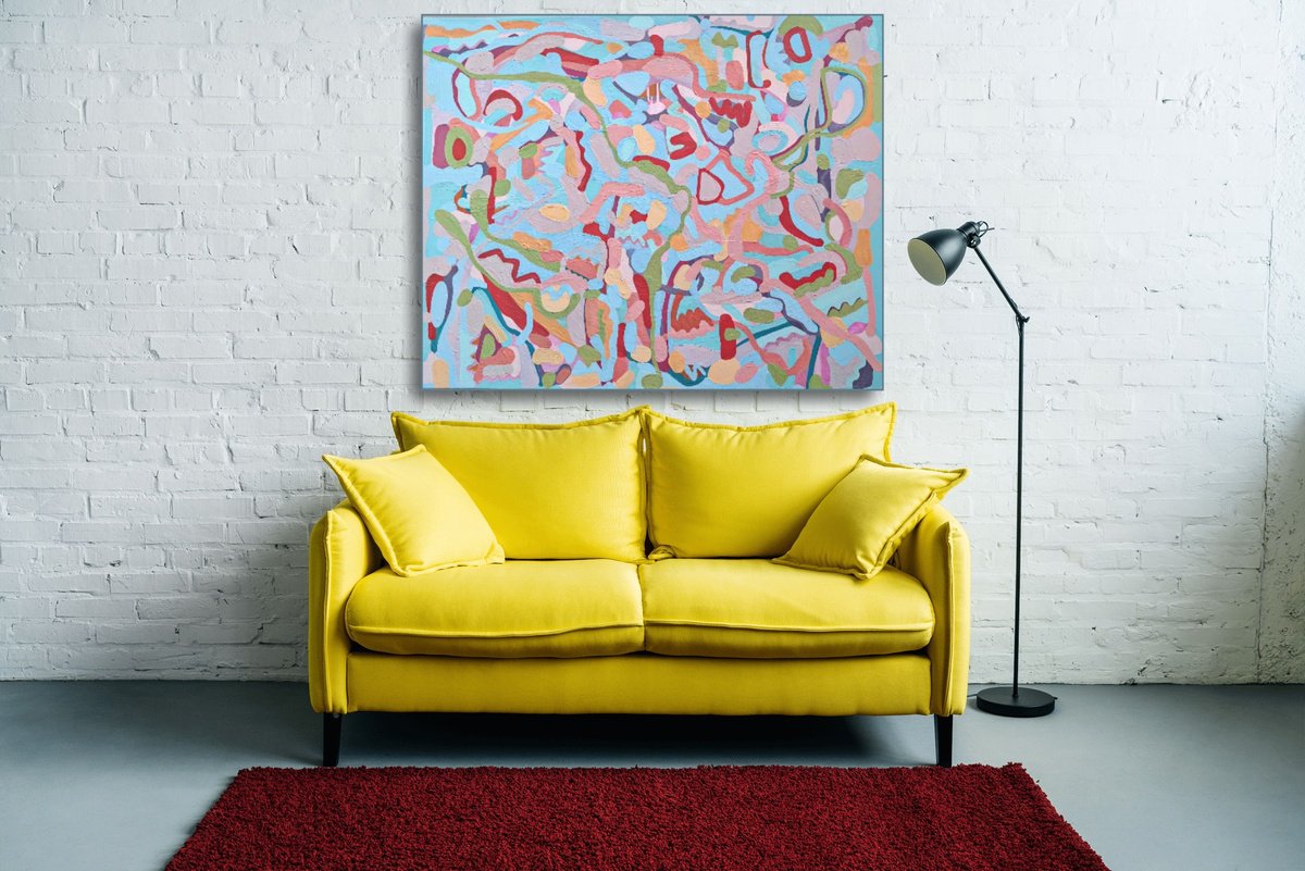 Organic Abstract Oil Painting By Chrissy Guest, 39 X 31, Whispers In Dreams, Original Artwork