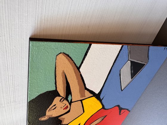 Woman with Laptop Small Original Painting