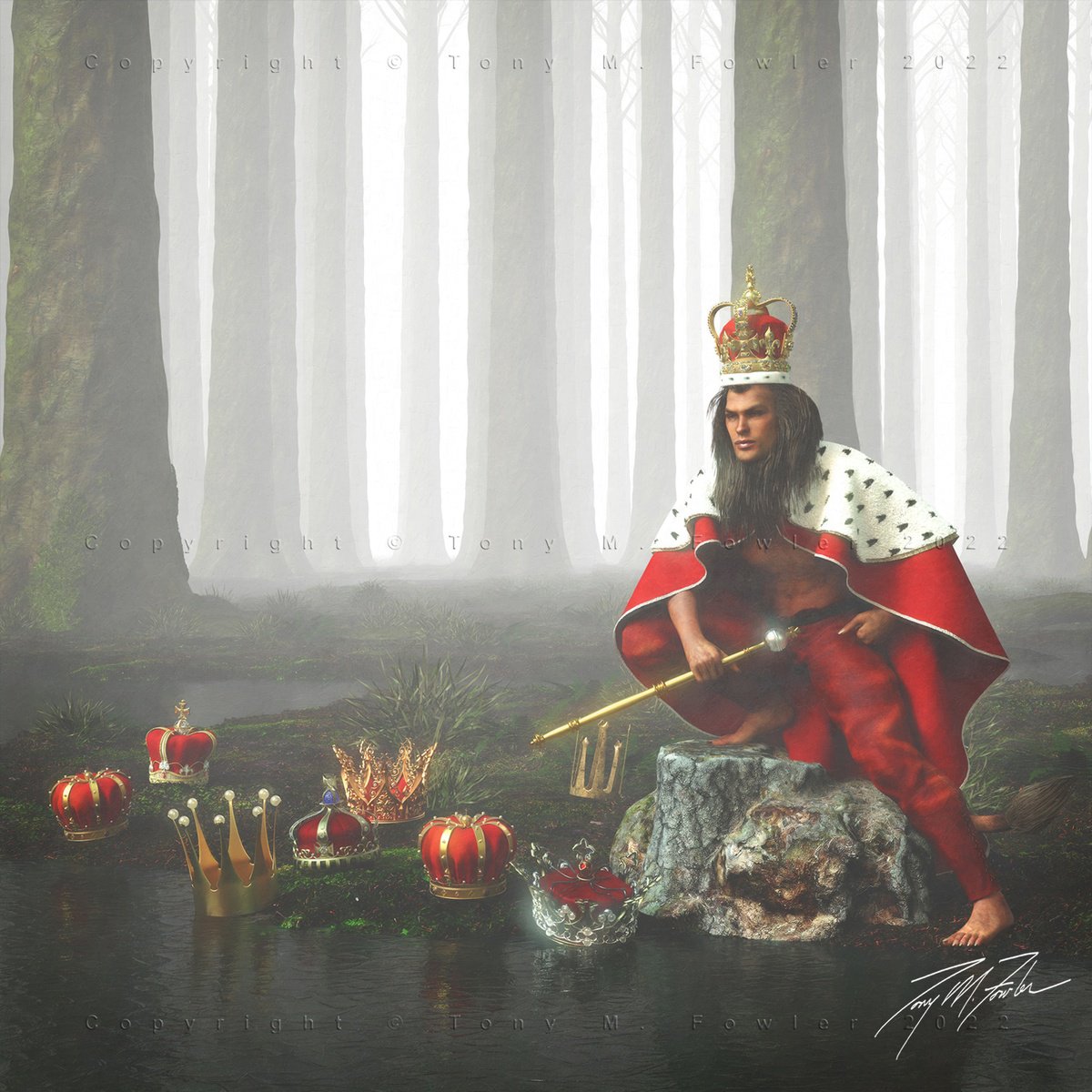 Expressive Portrait Giclee Print By Tony Fowler, 29 X 29", The King, Original Artwork