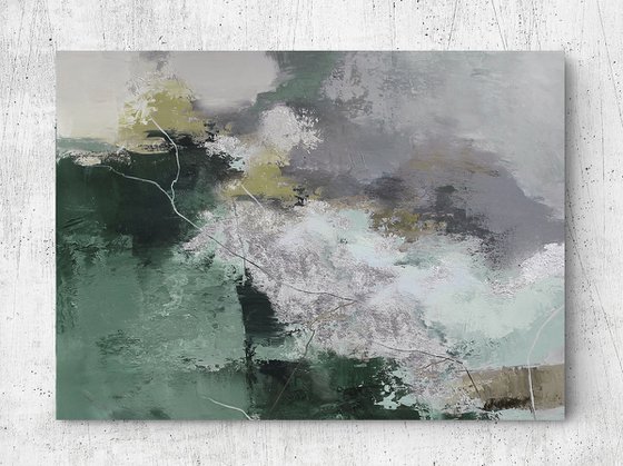 "Greenland 5" Green blue gray abstract art
