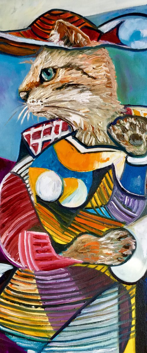 Cat version of Picasso painting FOR CAT LOVERS GIFT IDEA FELINE ART by Olga Koval