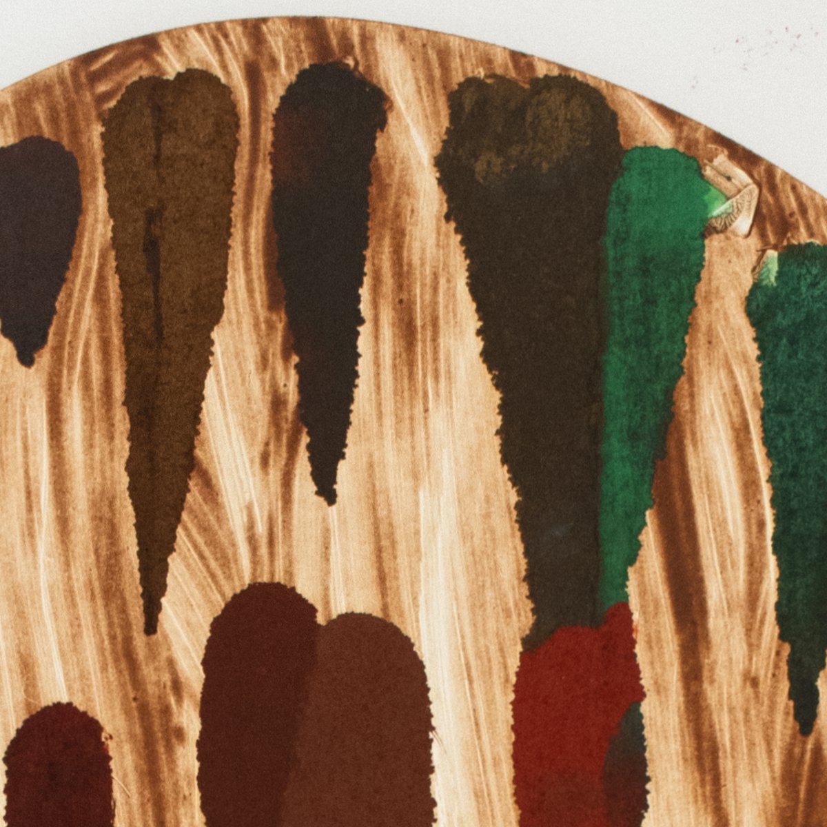 Expressive Abstract Print By Michael E. Voss, 22 X 32", Wood Palette, Original Artwork