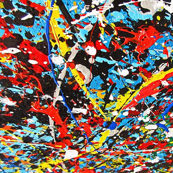 VIVID WITH BLACK,  POLLOCK MODE, framed