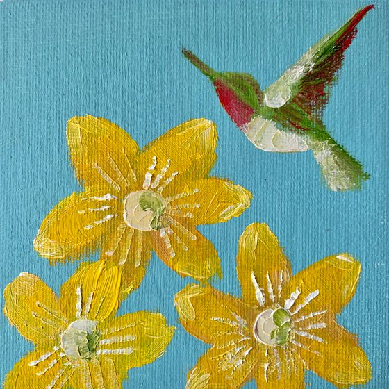 Hummingbird and flowers 2