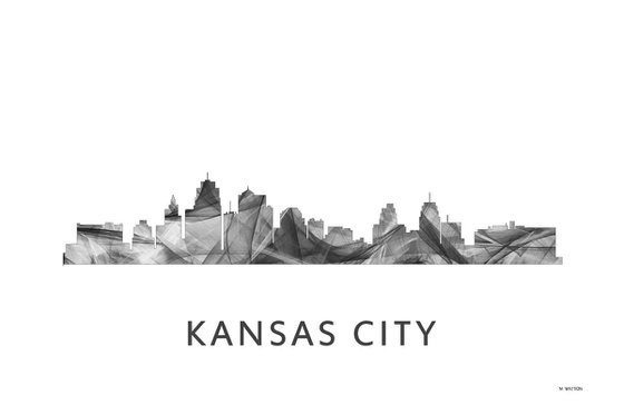 Kansas City, Missouri Skyline WB BW