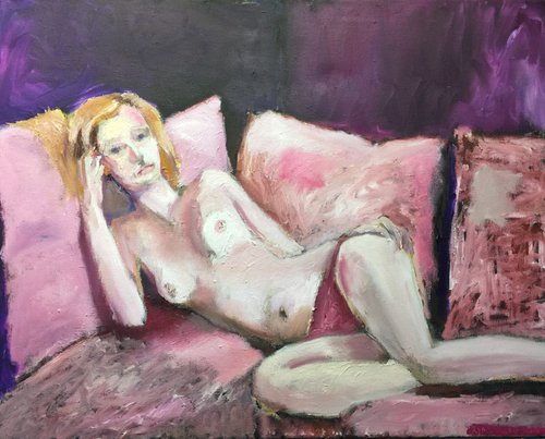Nude Nude In A Purple Room by Ryan  Louder