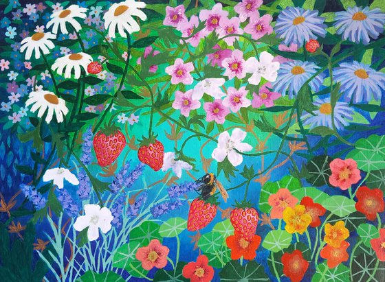 Strawberries and Bumble Bee