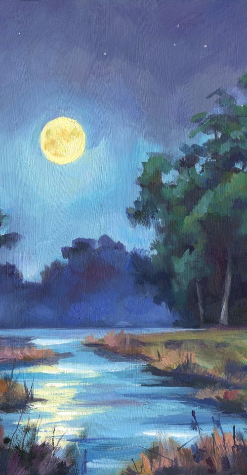 Night landscape in the swamp by Lucia Verdejo