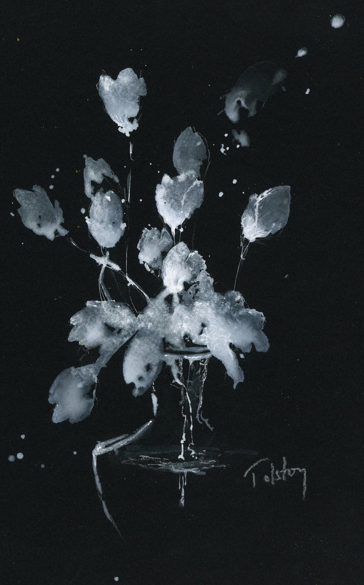 Impressionistic Botanical Watercolour By Alex Tolstoy, 7 X 12, White Tulips, Original Artwork