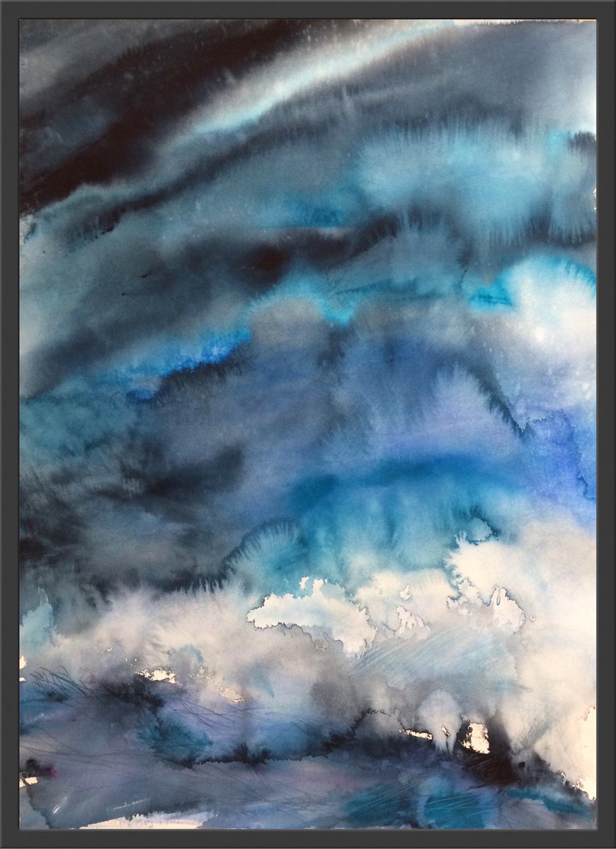 Endless Blue  I  Landscape I Seascape I Abstract Watercolor by Gesa Reuter