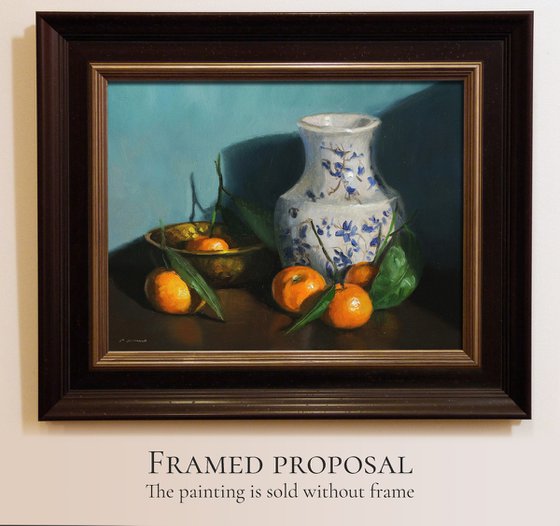Clementines and a Vase