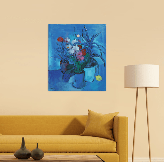 Blue Still life and Moon