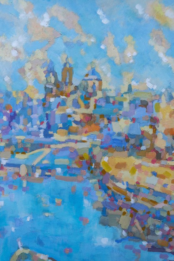 Harbour, Malta, oil painting