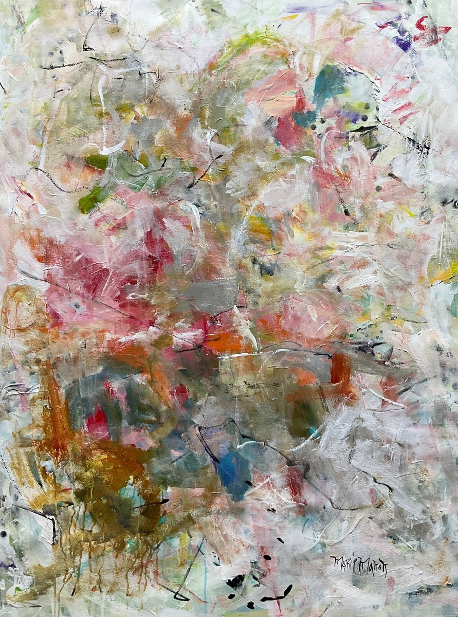 Organic Landscape Acrylic Painting By Marie Manon, 36 X 48", It Happened, Original Artwork