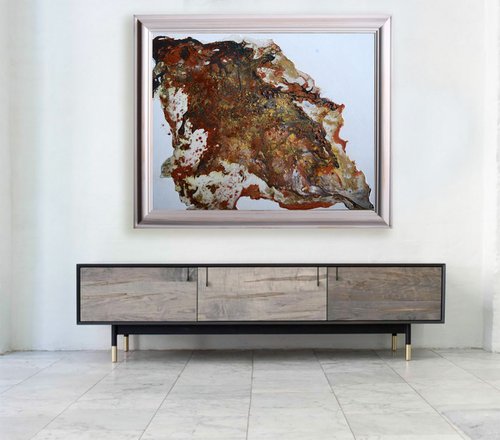 Eruption / Mixed Media Gold Copper Metallic Abstract Home Office by Anna Sidi-Yacoub