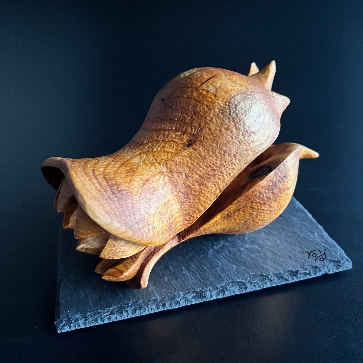 Organic Abstract Wood Sculpture By Roland Kopfer, 7 X 4", Capsule 1075, Original Artwork