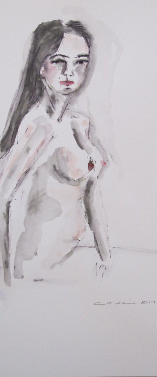 Side Seated female nude 1217 by Catherine O’Neill