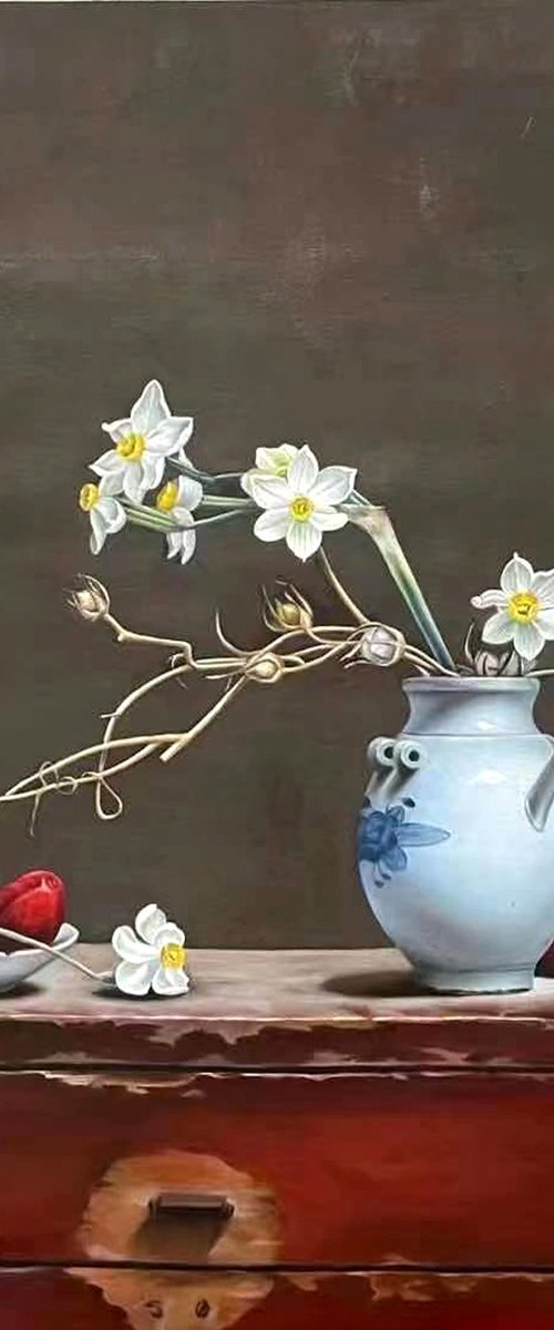 Still life:flowers in the vase by Kunlong Wang