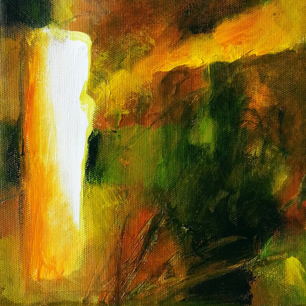 Abstract Acrylic Painting By Fabienne Monestier, 8 X 8, Autumn, Original Artwork