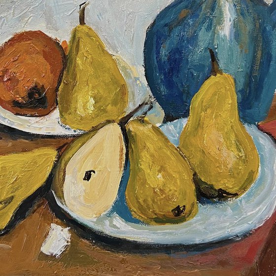 Oil Jug, Pears and Sugar Pot