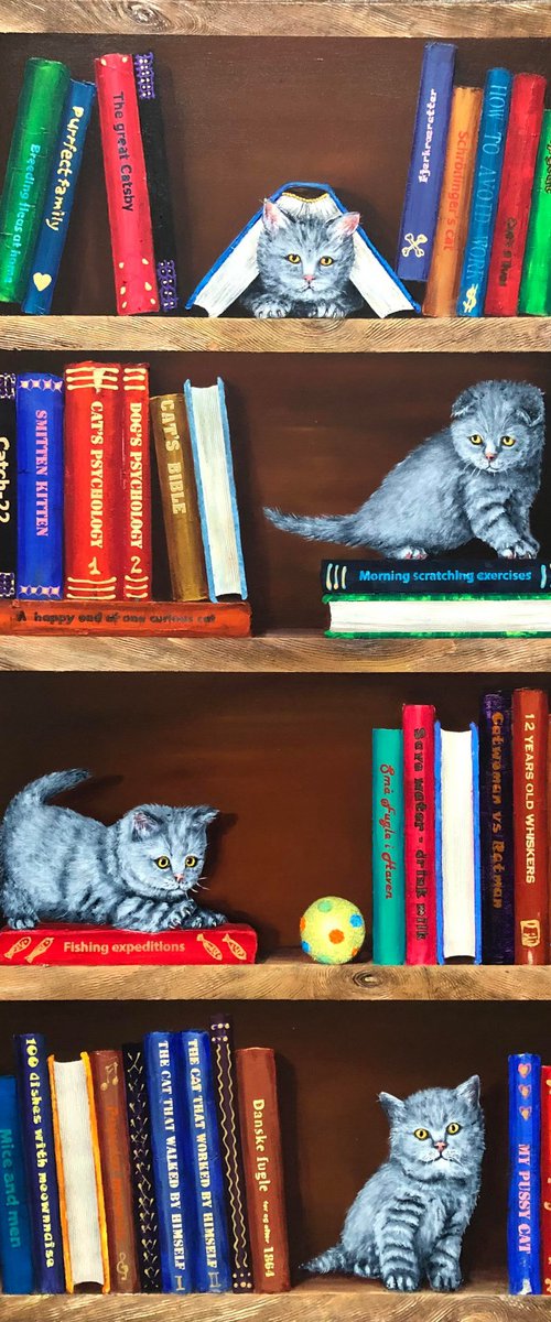 Cats and books by Lena Smirnova