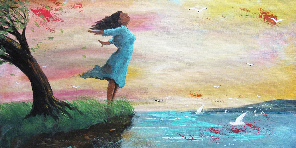 Abstract Acrylic Painting By William F. Adams, 20 X 10", I Will Wait Upon The Wind #2, Original Artwork