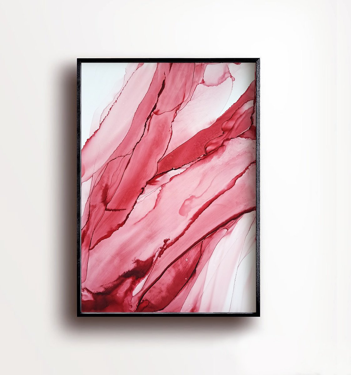 Organic Abstract Painting By Viktoriia Epifanova, 14 X 20", Red Ribbons Abstract Painting, Original Artwork