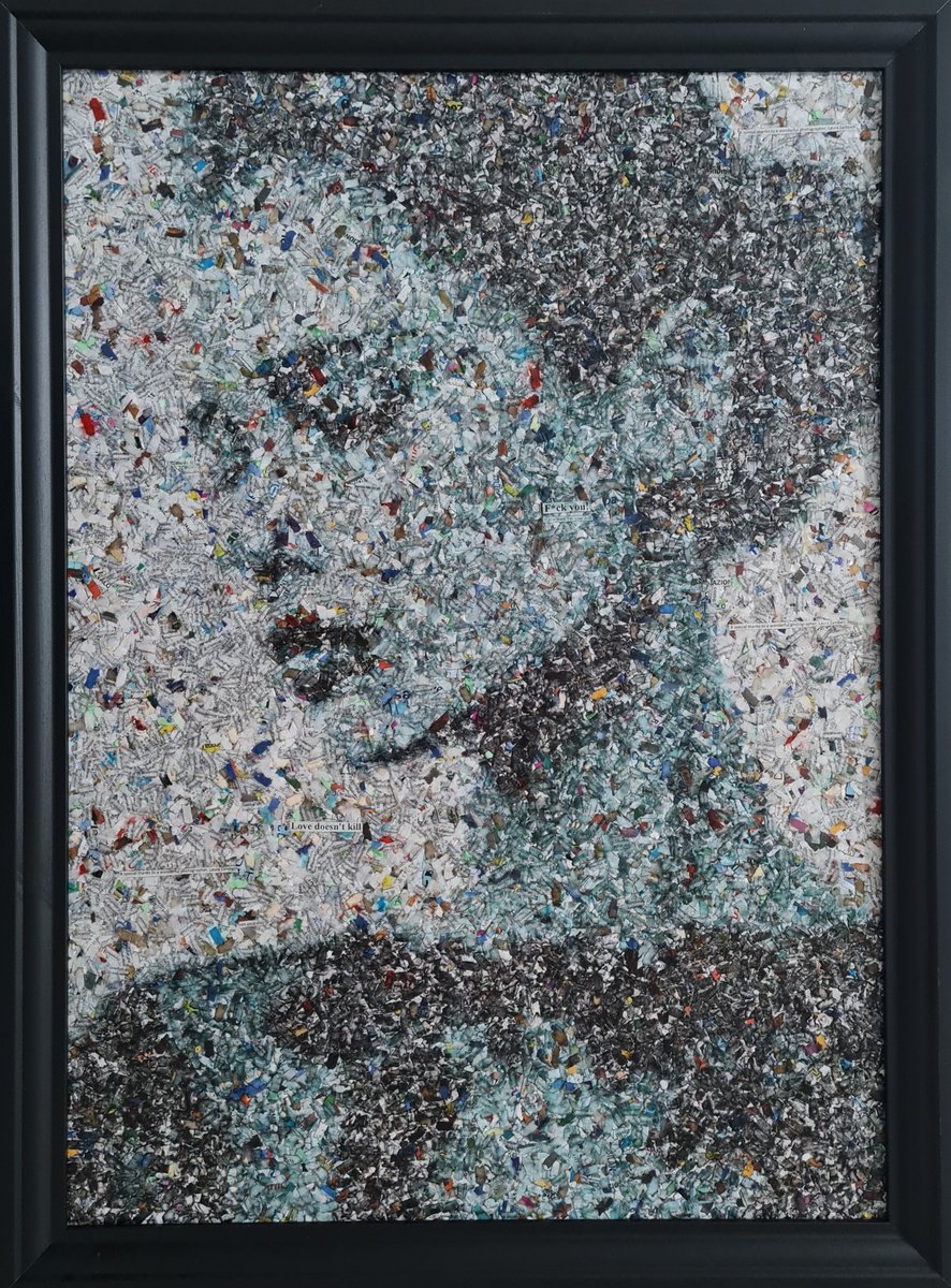 Impressionistic Portrait Collage By Alessio Mazzarulli, 22 X 30, Not Your Doll - 06 (N.666), Original Artwork