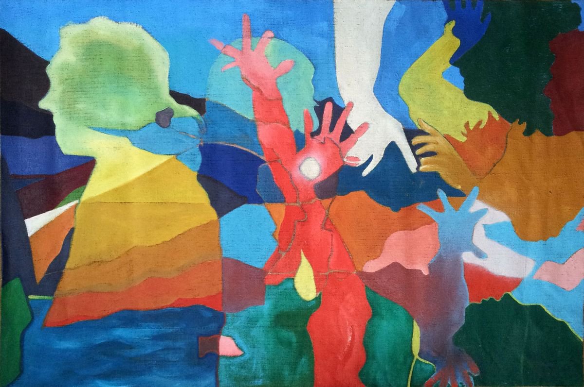 Organic Portrait Oil Painting By Adam Grose Ma Pgce, 72 X 47, Friends, Original Artwork