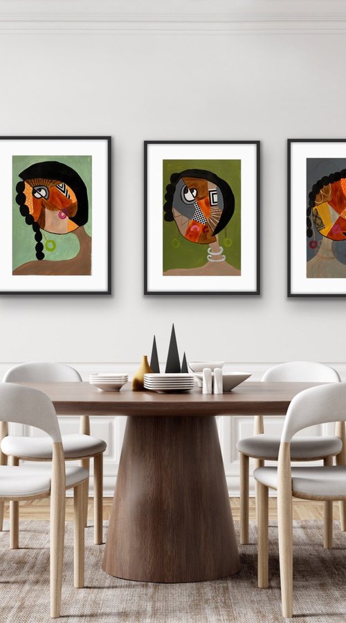 Selfie 11,12,13 (Triptych) by Rashna Hackett