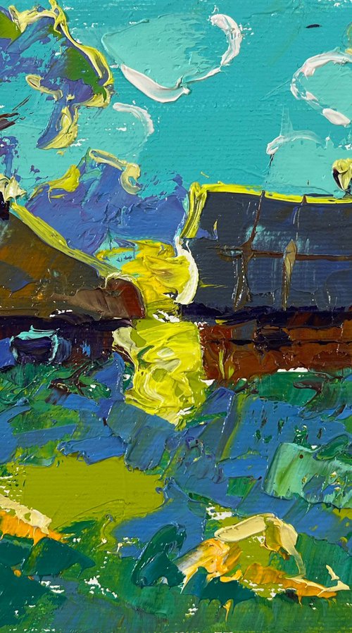 Moonlit night in the village by Kalenyuk Alex