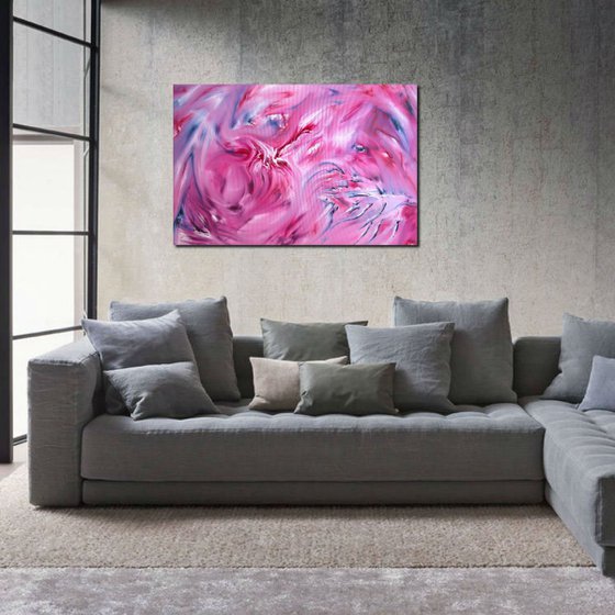 Rose without thorns - 90x60 cm, Original abstract painting, oil on canvas