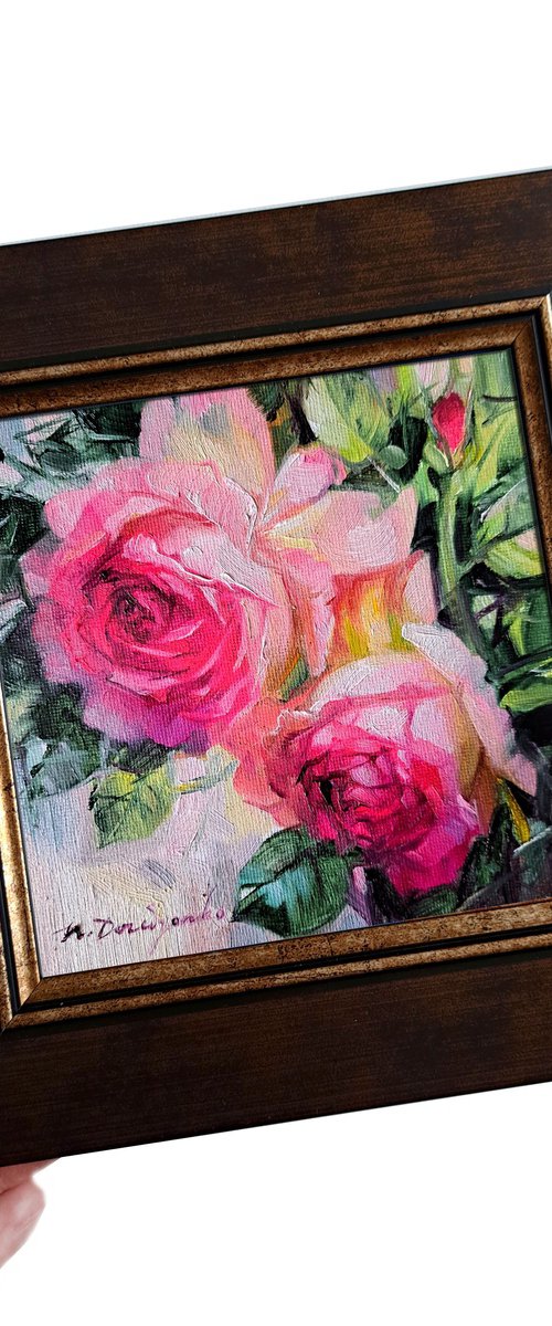 Roses flowers painting by Nataly Derevyanko