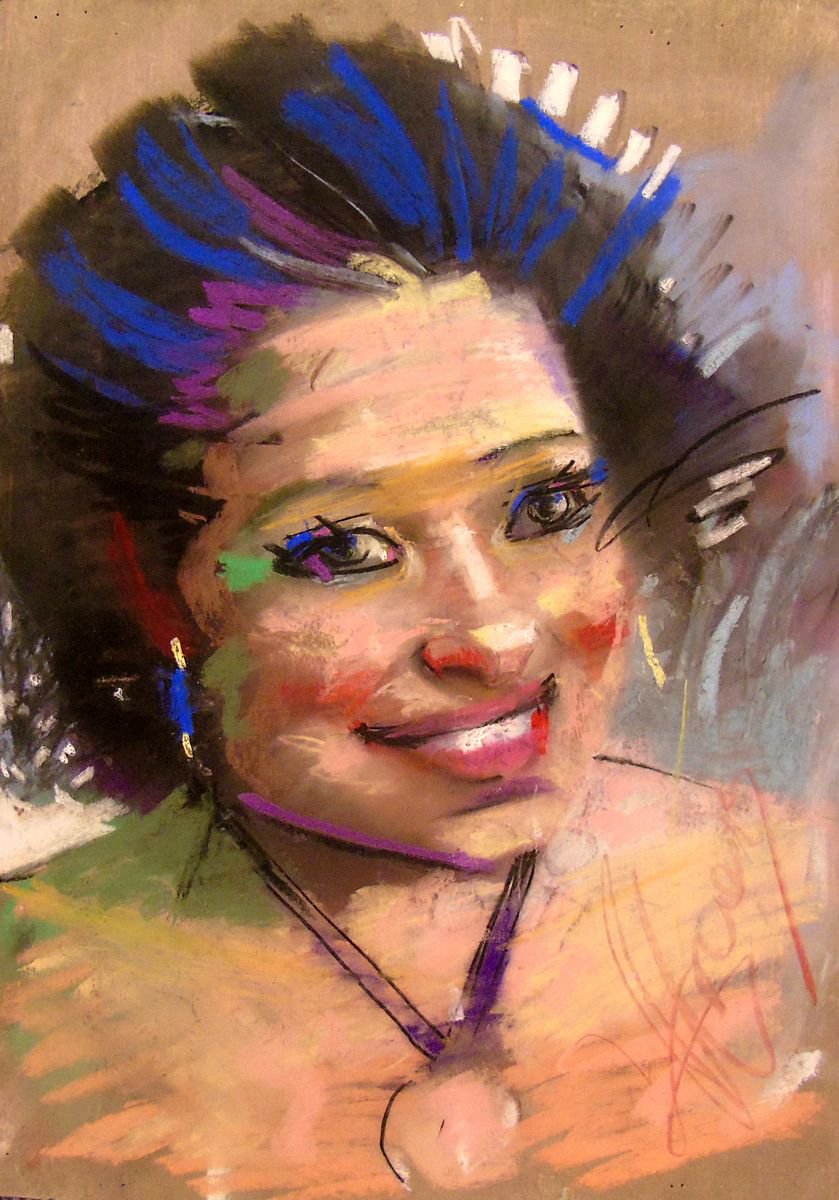 Portrait Pastel Drawing By Yuri Zelonuy, 12 X 16", Stranger 24, Original Artwork