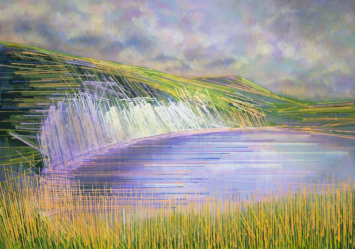 Impressionistic Landscape Acrylic Painting By Marc Todd, 23 X 17", Lulworth Cove, Dorset, Original Artwork