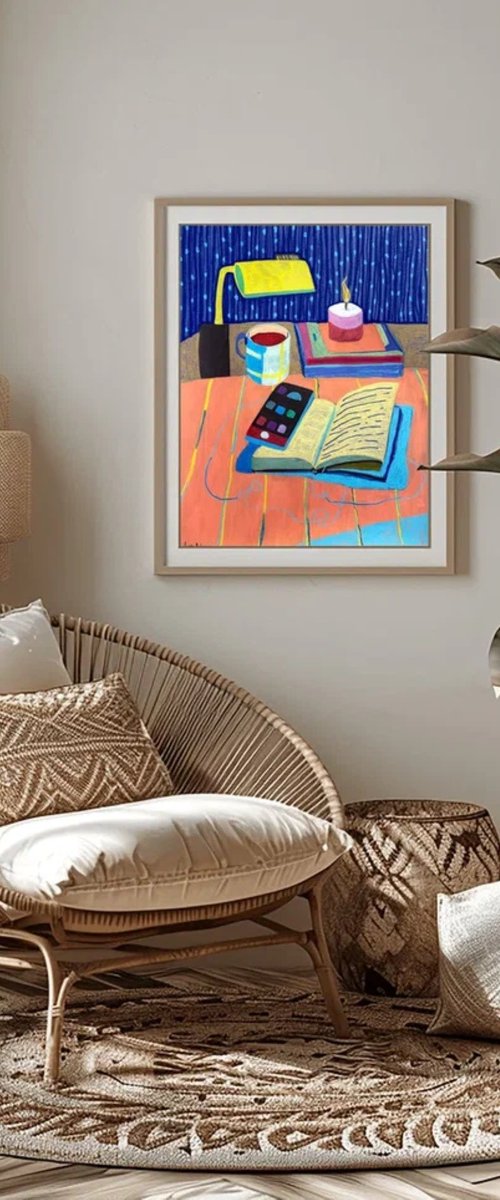 Quiet Desk in Blue Light by Sasha Robinson