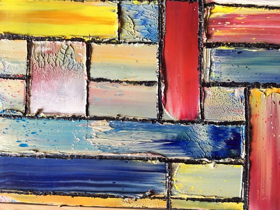 "Built For This" -  Save As A Series - Original PMS Abstract Triptych Oil Paintings On Wood - 34" x 32"