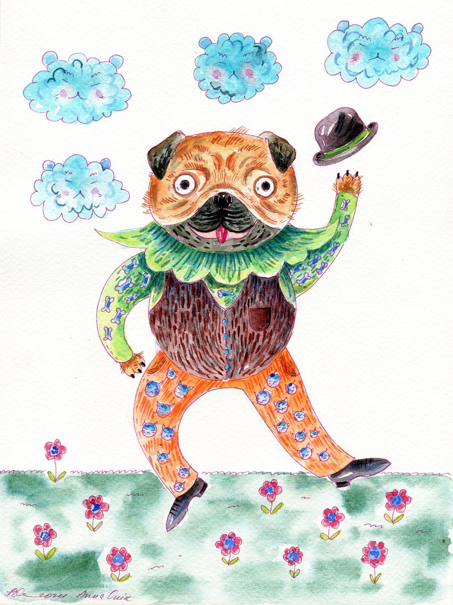 Funny Mr. Pug in a suit by Anna Onikiienko