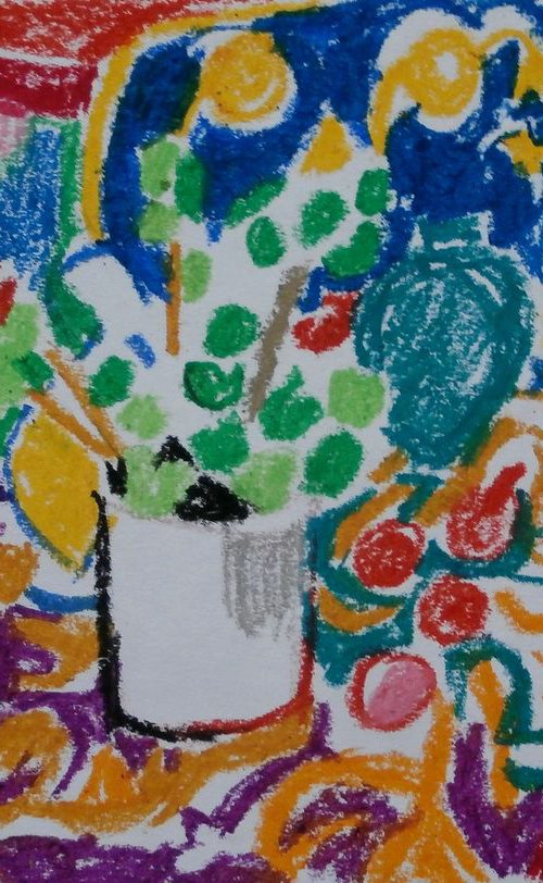 Still life , oil pastel  / 23 x 15.6 cm by Maja Đokić Mihajlović