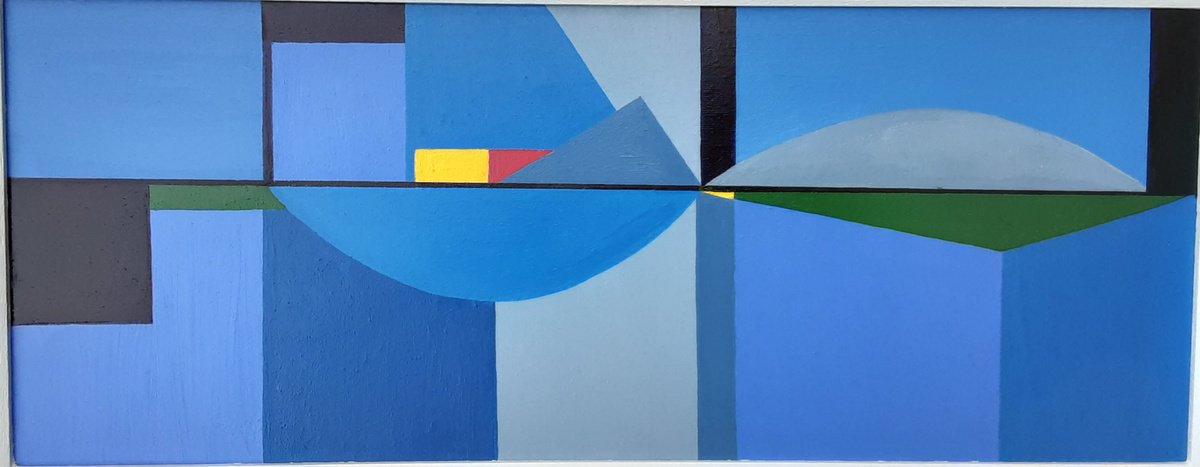 Abstract Oil Painting By Paul Heron, 22 X 10", Island Abstract., Original Artwork