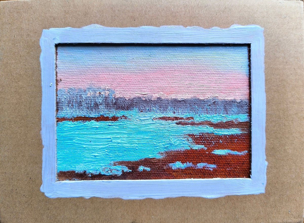 Expressive Abstract Oil Painting By Svetlana Grishkovec-Kiisky, 7 X 6", Sunrise, Original Artwork