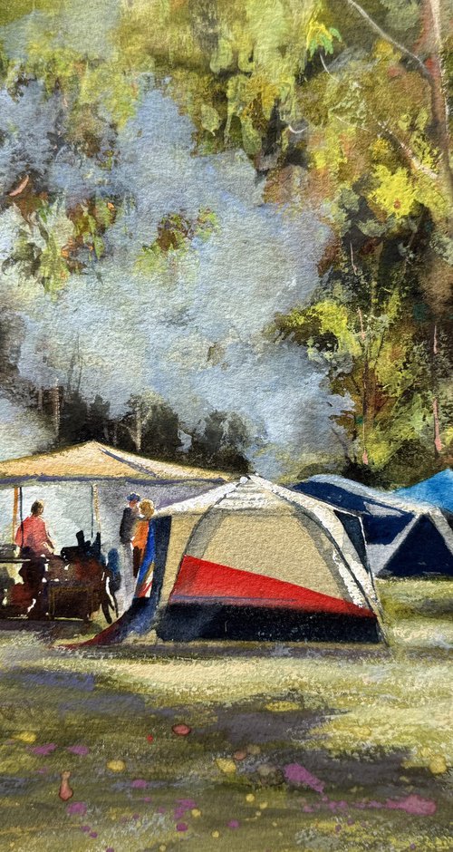 Camping in the snowy mountains by Shelly Du