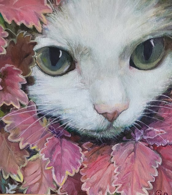 In the Leaves, Contemporary Original Oil Painting, Animal, 2022