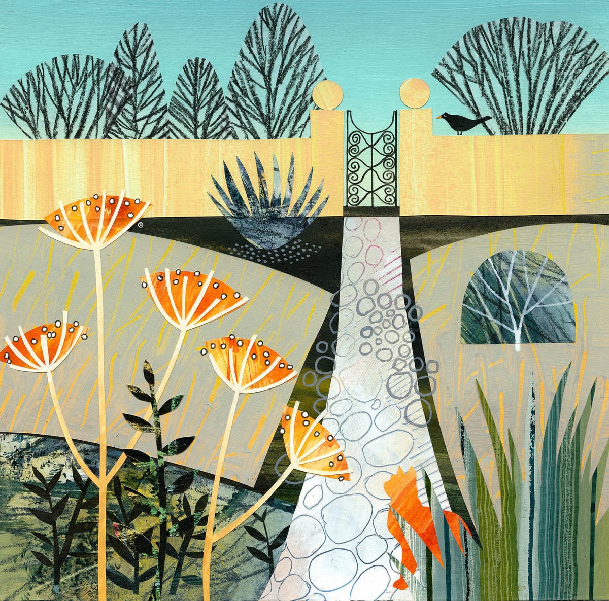 Animal Painting By Rebecca Vincent, 11 X 11", Up The Garden Path, Original Artwork